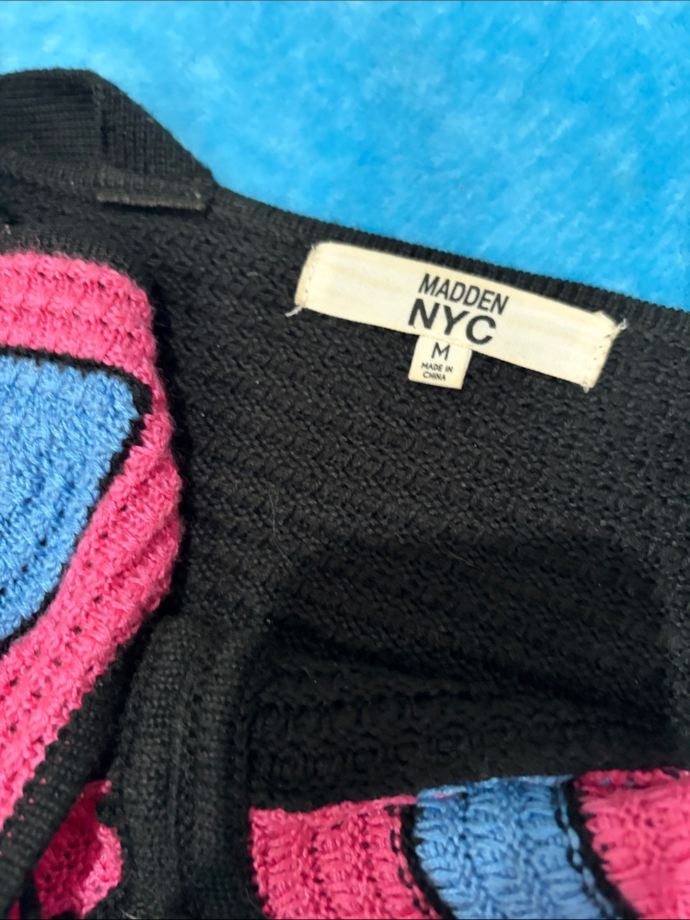 Black Crochet Crop Top with Pink & Blue Accents - Women Skirt Category - Picture 3 of 3